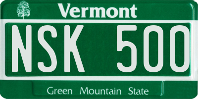VT license plate NSK500