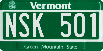 VT license plate NSK501