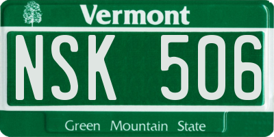VT license plate NSK506