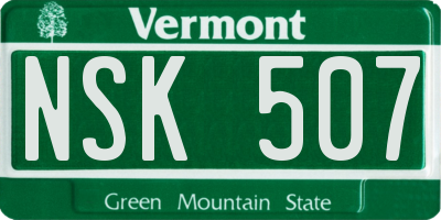 VT license plate NSK507