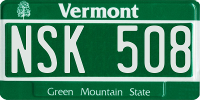 VT license plate NSK508