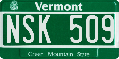 VT license plate NSK509