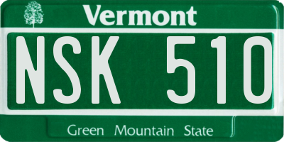 VT license plate NSK510