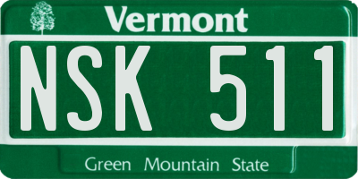 VT license plate NSK511