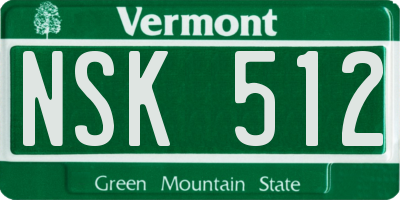 VT license plate NSK512