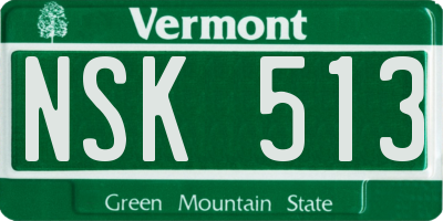 VT license plate NSK513