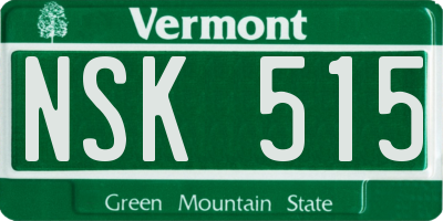 VT license plate NSK515