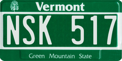 VT license plate NSK517