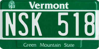 VT license plate NSK518