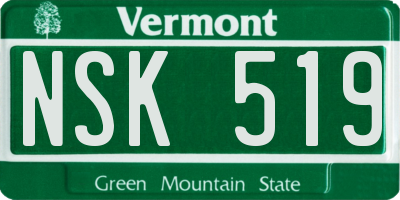 VT license plate NSK519