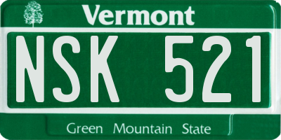 VT license plate NSK521