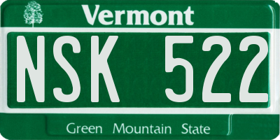 VT license plate NSK522