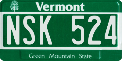 VT license plate NSK524