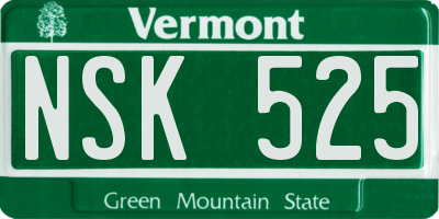 VT license plate NSK525