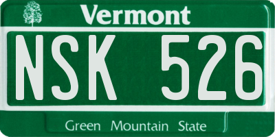 VT license plate NSK526