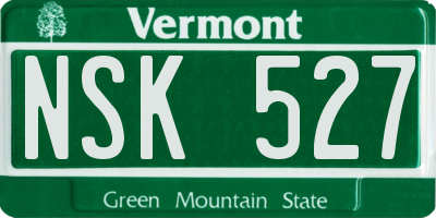 VT license plate NSK527