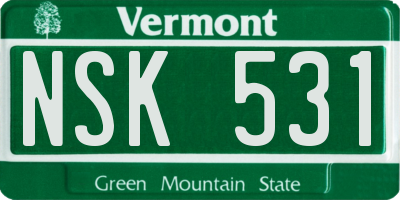 VT license plate NSK531
