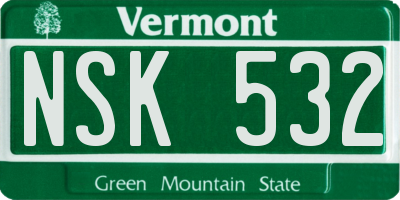 VT license plate NSK532