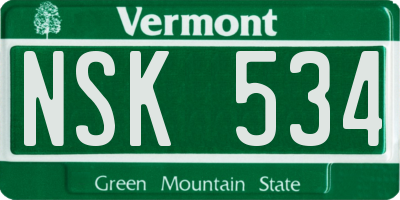VT license plate NSK534