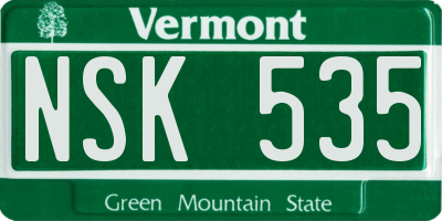 VT license plate NSK535