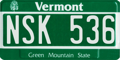 VT license plate NSK536