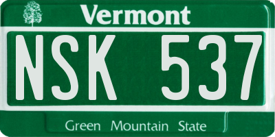 VT license plate NSK537