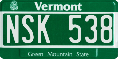 VT license plate NSK538