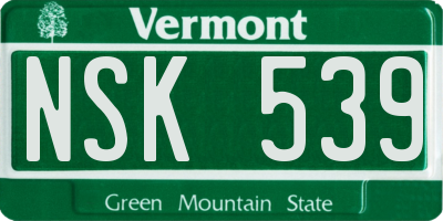 VT license plate NSK539