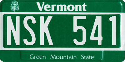 VT license plate NSK541