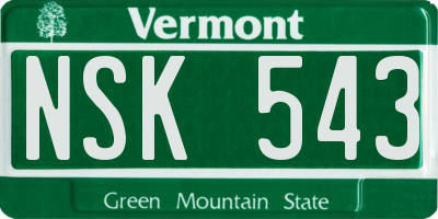 VT license plate NSK543