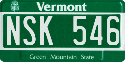 VT license plate NSK546