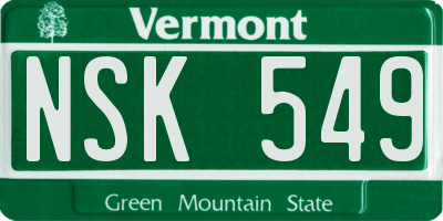 VT license plate NSK549