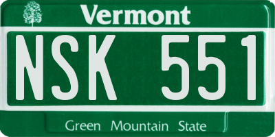 VT license plate NSK551