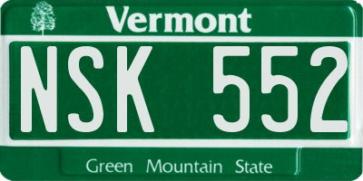 VT license plate NSK552