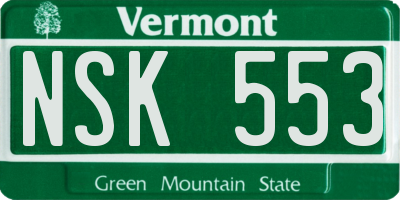 VT license plate NSK553