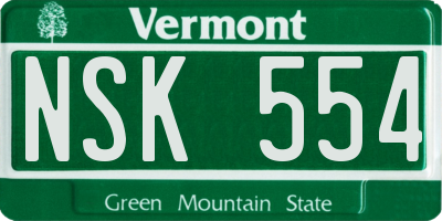 VT license plate NSK554