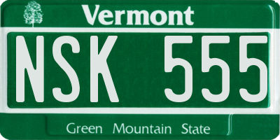 VT license plate NSK555