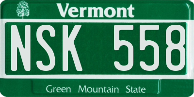 VT license plate NSK558