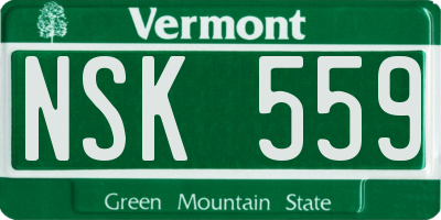 VT license plate NSK559