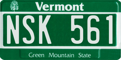 VT license plate NSK561