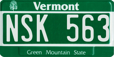 VT license plate NSK563