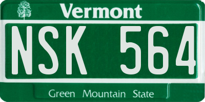 VT license plate NSK564