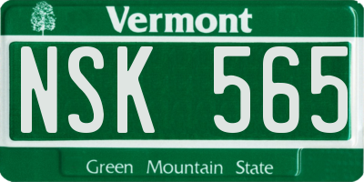 VT license plate NSK565