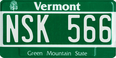VT license plate NSK566