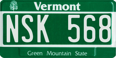 VT license plate NSK568