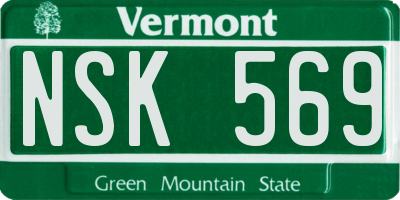 VT license plate NSK569
