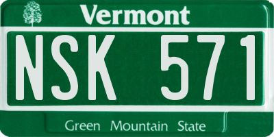VT license plate NSK571
