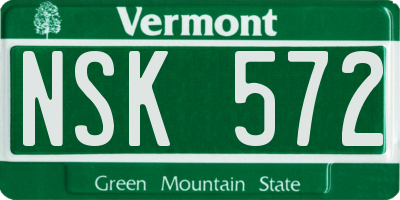 VT license plate NSK572