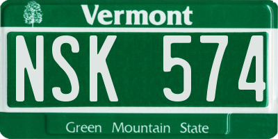 VT license plate NSK574