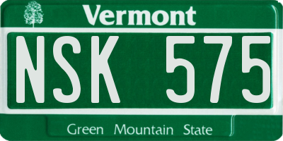 VT license plate NSK575